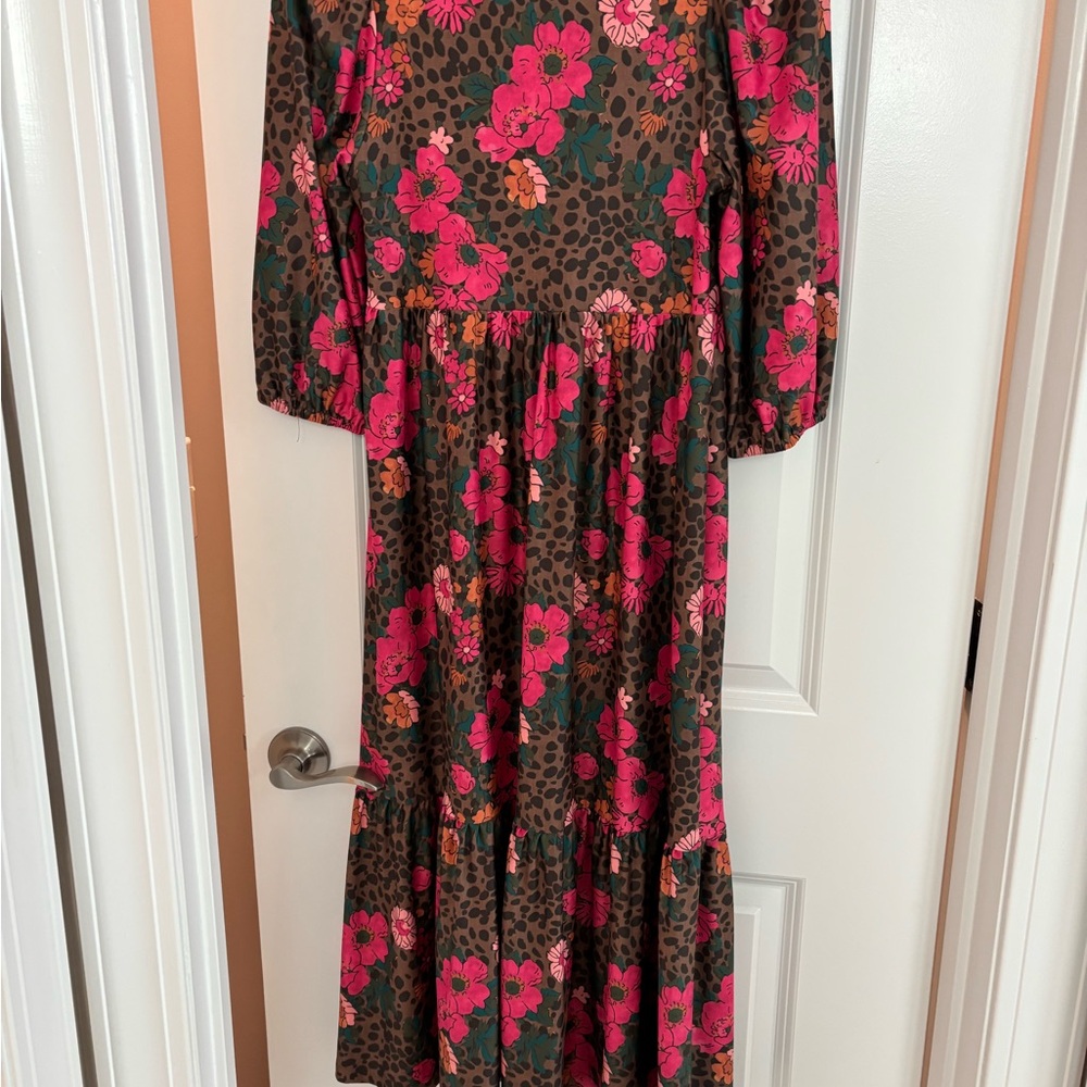 Floral Pink and Brown Women's Dress